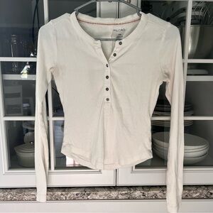 Anthropologie‎ Pilcro Cream Long Sleeve Henley Top